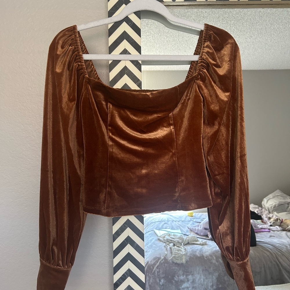Needii Brown Velvet Women's Top